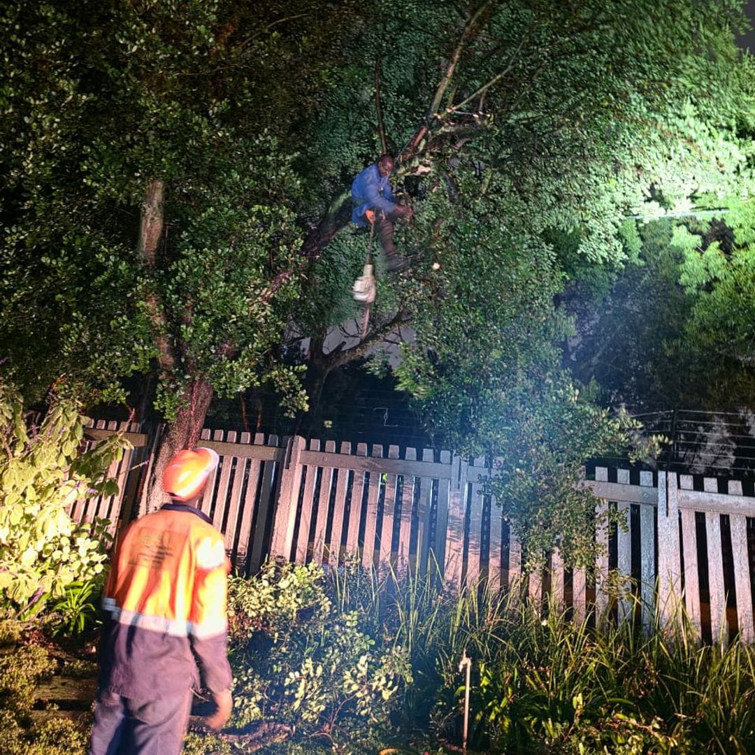 GT Siwawa team member working at night on a storm call-out in Rynfield